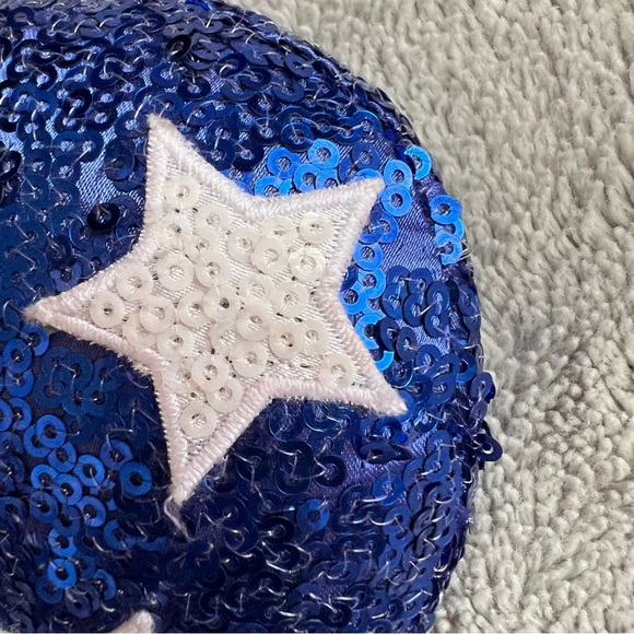 Disney Parks Minnie Mouse Mickey Ears Headband Sequin Stars Blue White Silver - Picture 7 of 12